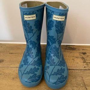 Kids Hunter Wellies - Rain Boots - Blue Print - Size US 13